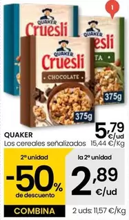 Oferta de Quaker - Los cereales señalizados por 5,79€ en Eroski