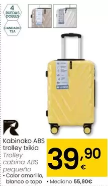 Oferta de ABS - Trolley Cabina  Pequeno por 39,9€ en Eroski