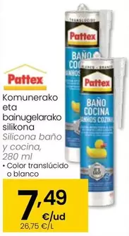 Oferta de Pattex - Silicona Bano Y Cocina por 7,49€ en Eroski