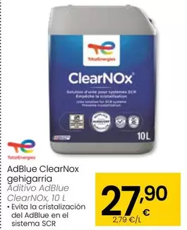 Oferta de TotalEnergies - Aditivo Adblue ClearNox, 10 L por 27,9€ en Eroski