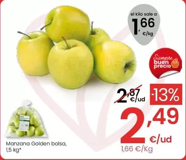 Oferta de Manzana Golden Bolsa por 2,49€ en Eroski