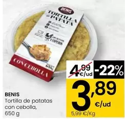 Oferta de Benis - Tortilla De Patatas Con Cebolla por 3,89€ en Eroski