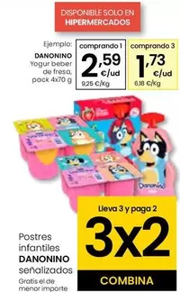 Oferta de Danonino - Yogur Beber De Fresa por 2,59€ en Eroski