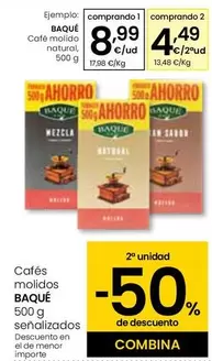 Oferta de Baqué Café - Café Molido Natural por 8,99€ en Eroski