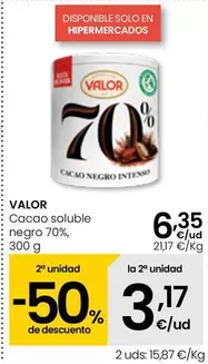 Oferta de Valor - Cacao Soluble Negro 70% por 6,35€ en Eroski