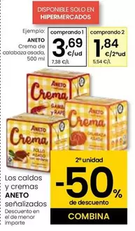Oferta de Aneto - Crema De Calabaza Asada por 3,69€ en Eroski