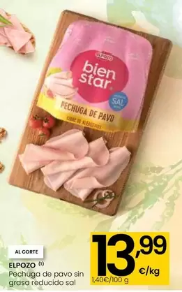 Oferta de Elpozo - Pechuga De Pavo Sin Grasa Reducido Sal por 13,99€ en Eroski