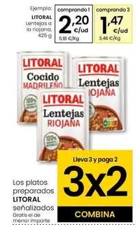 Oferta de Litoral - Lentejas A La Riojana por 2,2€ en Eroski