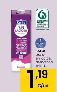 Oferta de Kaiku - Leche Sin Lactosa Desnatada Brik por 1,19€ en Eroski