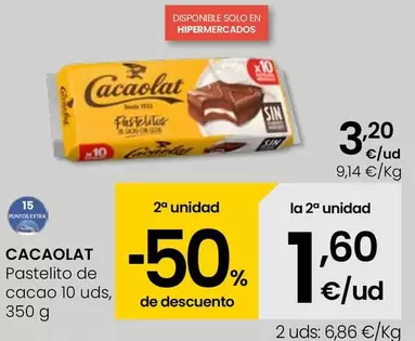 Oferta de Cacaolat - Pastellito De Cacao 10 Uds por 3,2€ en Eroski