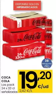 Oferta de Coca-Cola - Los Pack por 19,2€ en Eroski