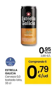 Oferta de Estrella Galicia - Cerveza 0,0 Tostada Lata por 0,95€ en Eroski