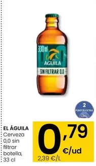 Oferta de El Águila - Cerveza 0,0 Sin Filtrar Botella por 0,79€ en Eroski
