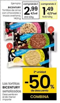 Oferta de Bicentury - Tortitas De Arroz Con Chocolate Y Trozos Avellana por 2,99€ en Eroski