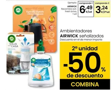 Oferta de Air Wick - Recambio Act. Fresh Brisa por 6,49€ en Eroski