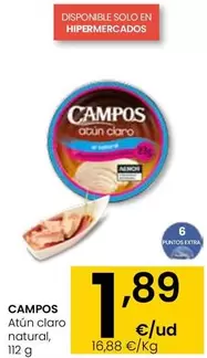 Oferta de Campos - Atun Claro Natural por 1,89€ en Eroski
