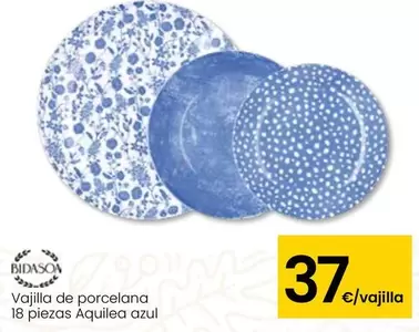 Oferta de Vajilla De Porcelana 18 Piezas Aquilea Azul por 37€ en Eroski
