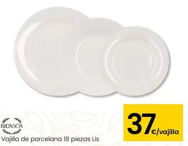 Oferta de Bidasoa - Vajilla De Porcelana 18 Piezas Lis por 37€ en Eroski
