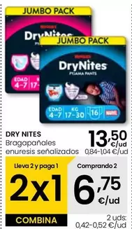Oferta de DryNites - Bragapanales Enuresis Senalizados por 13,5€ en Eroski