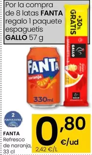 Oferta de Fanta - Refresco De Naranja por 0,8€ en Eroski
