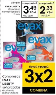 Oferta de Evax Liberty - Compresas Normal Con Alas por 3,49€ en Eroski