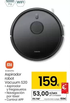 Oferta de Xiaomi - Aspirador Robot Vacuum S20 por 159€ en Eroski