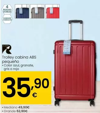Oferta de ABS - Trolley Cabina Pequeno por 35,9€ en Eroski
