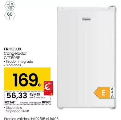 Oferta de FrigeluX - Congelador Ctt60bf por 169€ en Eroski