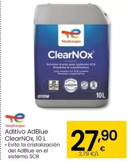 Oferta de TotalEnergies - Aditivo Adblue ClearNox, 10 L por 27,9€ en Eroski