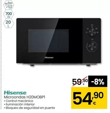 Oferta de Hisense - Microondas H20MOBP1 por 54,9€ en Eroski
