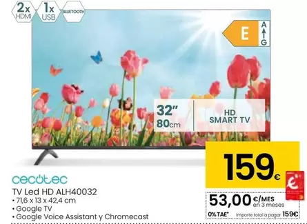 Oferta de Cecotec - Tv Led Hd ALH40032  por 159€ en Eroski