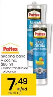 Oferta de Pattex - Silicona Bano Y Cocina por 7,49€ en Eroski