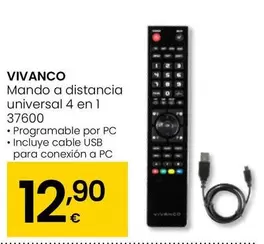 Oferta de Vivanco - Mando A Distancia Universal 4 En 1 37600 por 12,9€ en Eroski