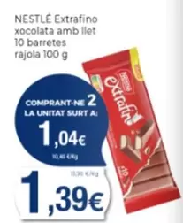 Oferta de Nestlé - Extrafino Xocolata Amb Llet 10 Barretes por 1,39€ en Supermercats Jespac