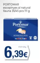 Oferta de Portomar - Escopinyes Al Natural Llauna 35/45 Pcs 111 G por 6,39€ en Supermercats Jespac