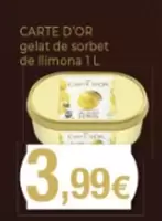 Oferta de Carte d'Or - Gelat De Sorbet De Llimona por 3,99€ en Supermercats Jespac