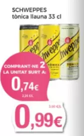 Oferta de Schweppes - Tónica por 0,99€ en Supermercats Jespac