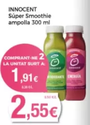 Oferta de Innocent - Súper Smoothie Ampolla por 2,55€ en Supermercats Jespac