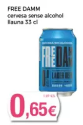 Oferta de Free Damm - Cervesa Sense Alcohol Llauna por 0,65€ en Supermercats Jespac