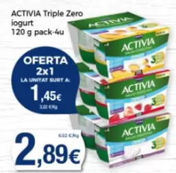 Oferta de Activia - Triple Zero Iogurt por 1,45€ en Supermercats Jespac