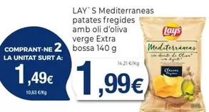 Oferta de Lay's - Mediterraneas Patates Fregides Amb Oli D'Oliva Verge Extra Bossa por 1,99€ en Keisy