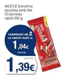 Oferta de Nestlé - Extrafino Xocolata Amb Llet 10 Barretes por 1,39€ en Keisy