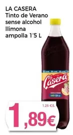 Oferta de La Casera - Tinto De Verano Sense Alcohol Llimona por 1,89€ en Keisy