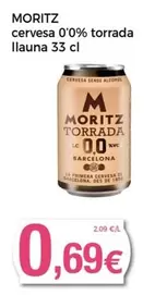 Oferta de Moritz - Cervesa 0'0% Torrada Llauna por 0,69€ en Keisy