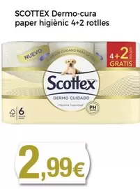 Oferta de Scottex - Dermo-Cura Paper Higienic 4+2 Rotlles por 2,99€ en Keisy