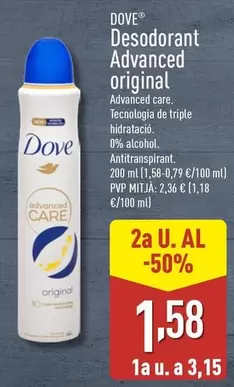 Oferta de Dove - Desodorant Advanced Original por 3,15€ en ALDI