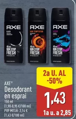 Oferta de Axe - Desodorant En Esprai por 2,85€ en ALDI