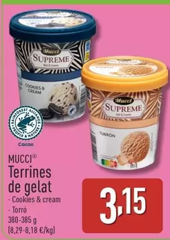 Oferta de Mucci - Terrines De Gelat por 3,15€ en ALDI