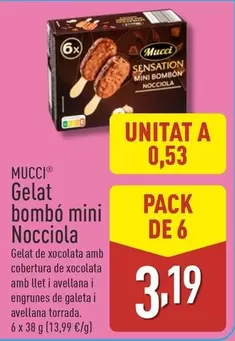 Oferta de Mucci - Gelat Bombo Mini Nocciola por 3,19€ en ALDI