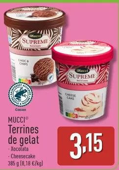 Oferta de Mucci - Terrines De Gelat por 3,15€ en ALDI